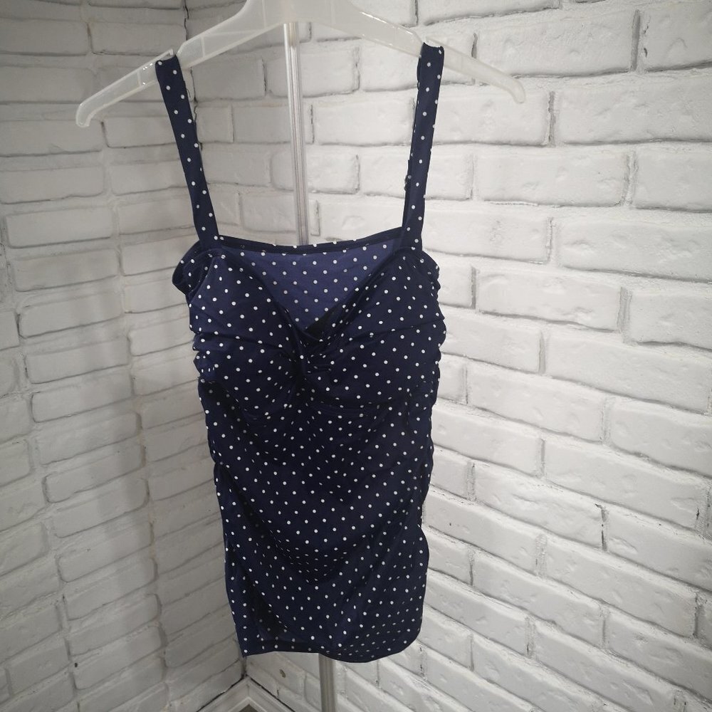 Jantzen Ladies Size 10 Navy with White Polka Dots Tankini Top